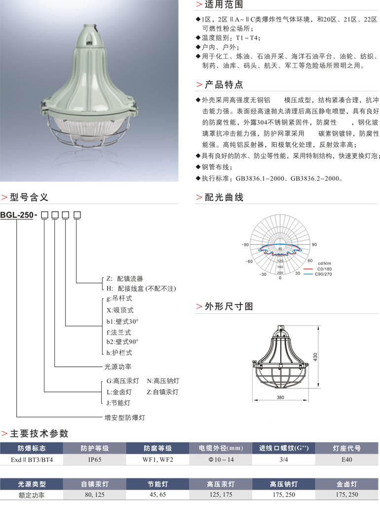 BGL-250增安型防爆灯(n、DIP）