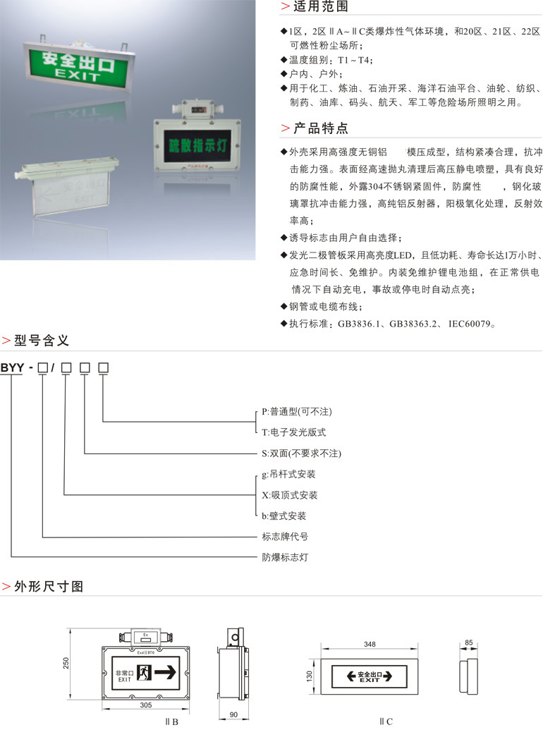 BYY防爆标志灯(ⅡB,ⅡC)