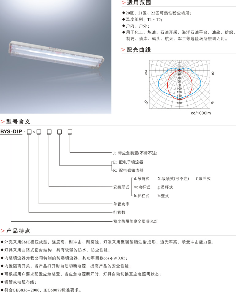 BYS-DIP粉尘防爆防腐全塑荧光灯