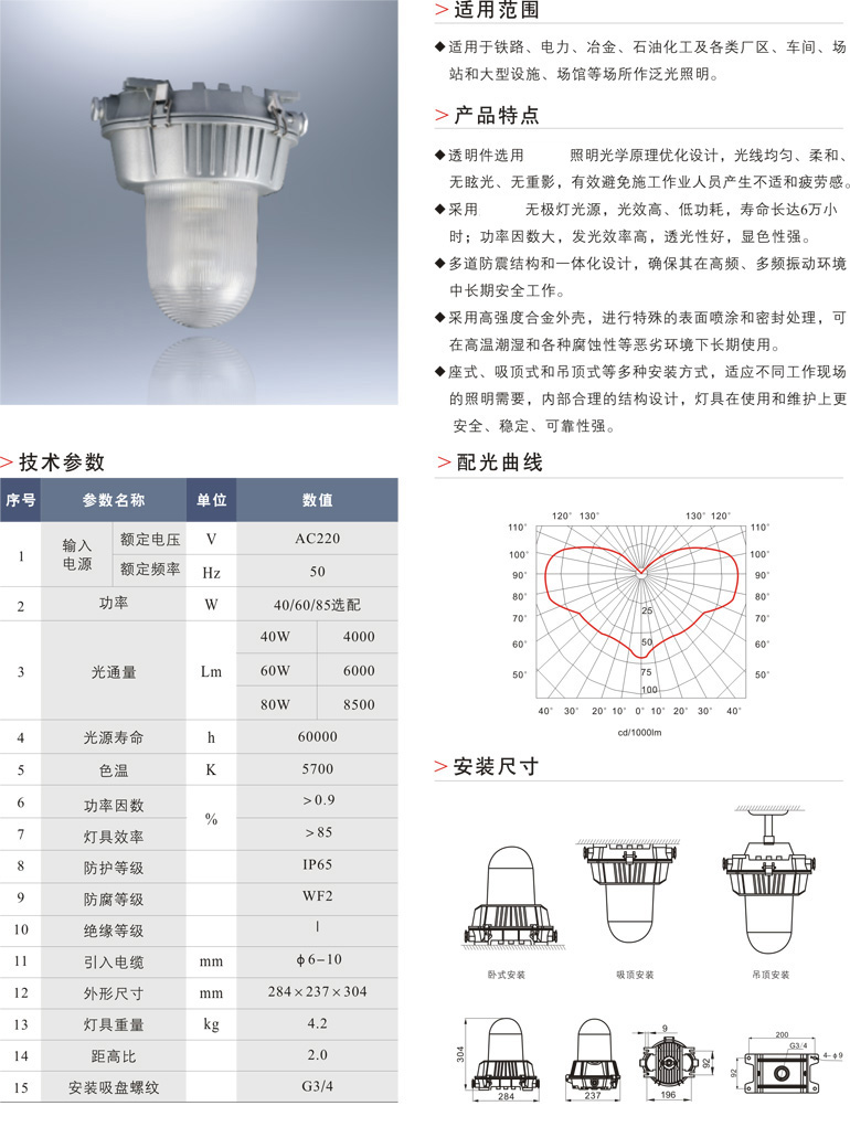 FWF9130防水防尘灯(无极灯)