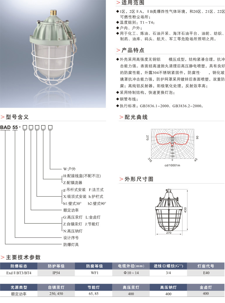 BAD55防爆灯(ⅡB)