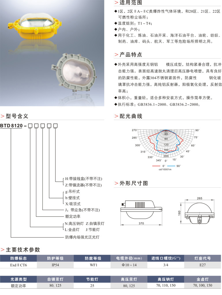 BTD8120防爆内场强光泛光灯