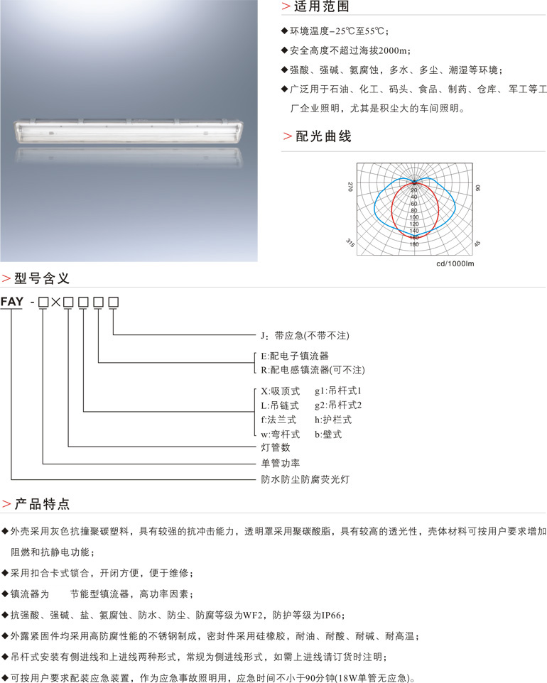 FAY防水防尘防腐三防荧光灯