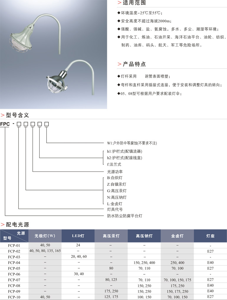 FPC防水防尘防腐平台灯